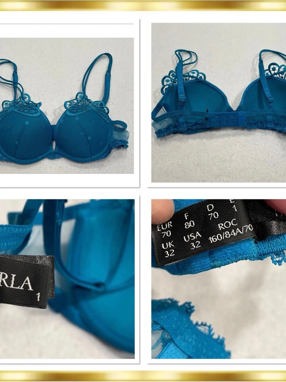 La Perla Noche De Viento Macrame Fan Motifs Leavers Lace Push Up Bra 32B $350